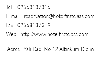 Hotel First Class iletiim bilgileri